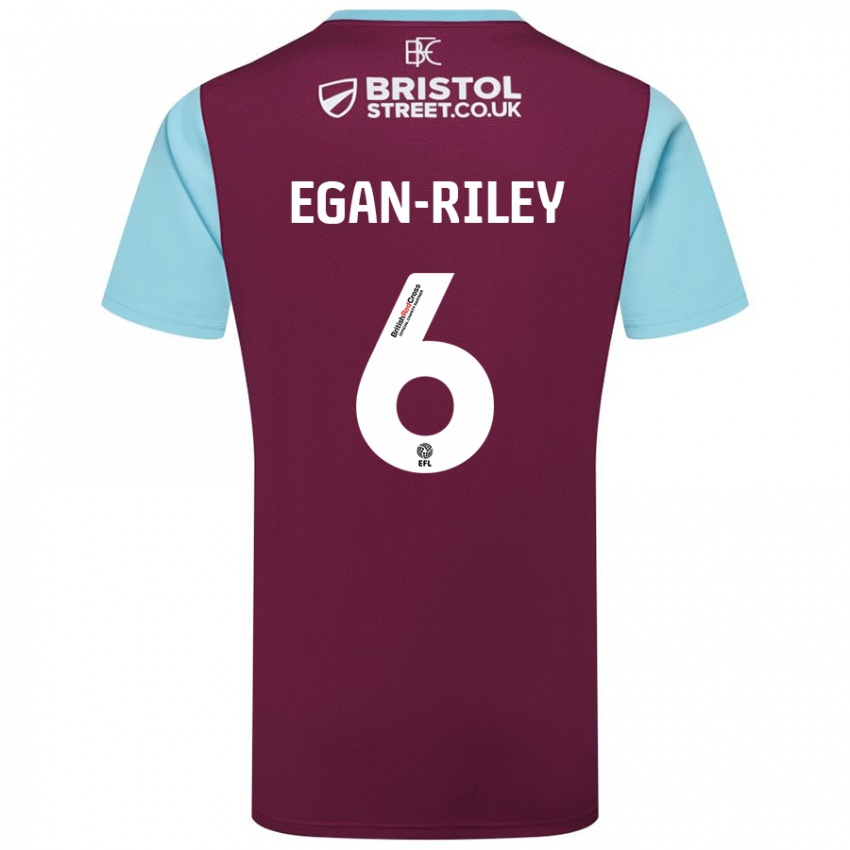 Hombre Camiseta Cj Egan-Riley #6 Borgoña Azul Cielo 1ª Equipación 2024/25 La Camisa