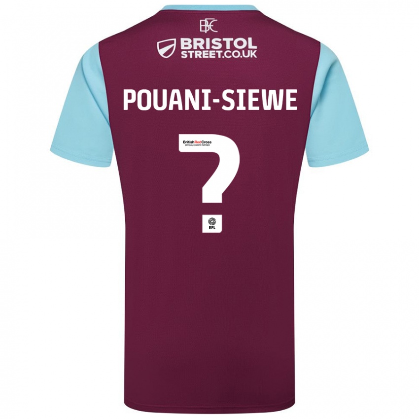 Hombre Camiseta Brandon Pouani-Siewe #0 Borgoña Azul Cielo 1ª Equipación 2024/25 La Camisa