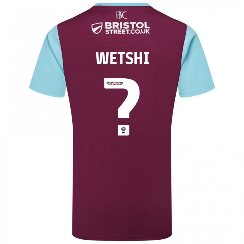 Hombre Camiseta Benji Wetshi #0 Borgoña Azul Cielo 1ª Equipación 2024/25 La Camisa