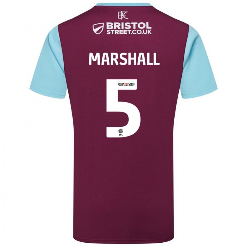 Hombre Camiseta Georgia Marshall #5 Borgoña Azul Cielo 1ª Equipación 2024/25 La Camisa