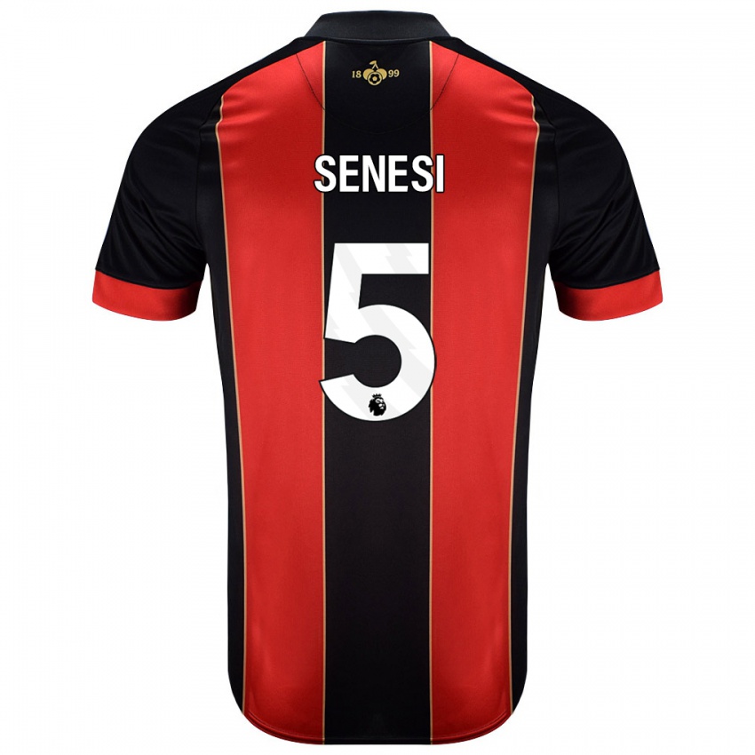 Hombre Camiseta Marcos Senesi #5 Rojo Negro 1ª Equipación 2024/25 La Camisa