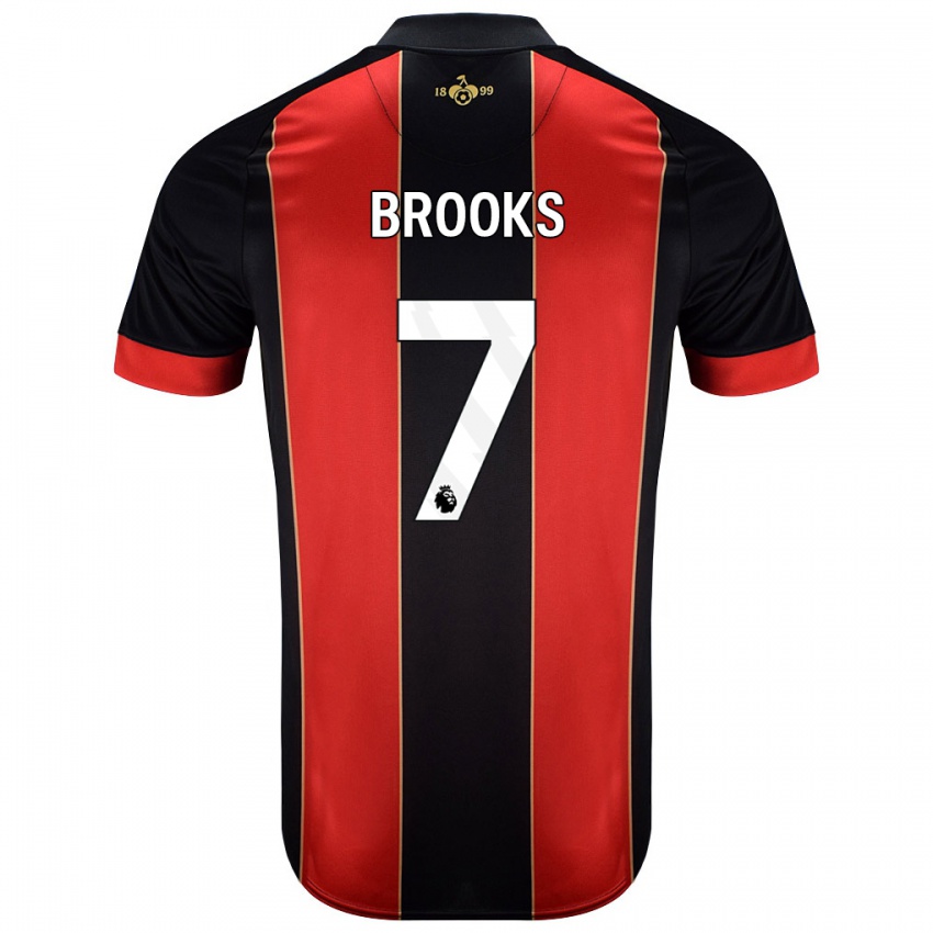 Hombre Camiseta David Brooks #7 Rojo Negro 1ª Equipación 2024/25 La Camisa