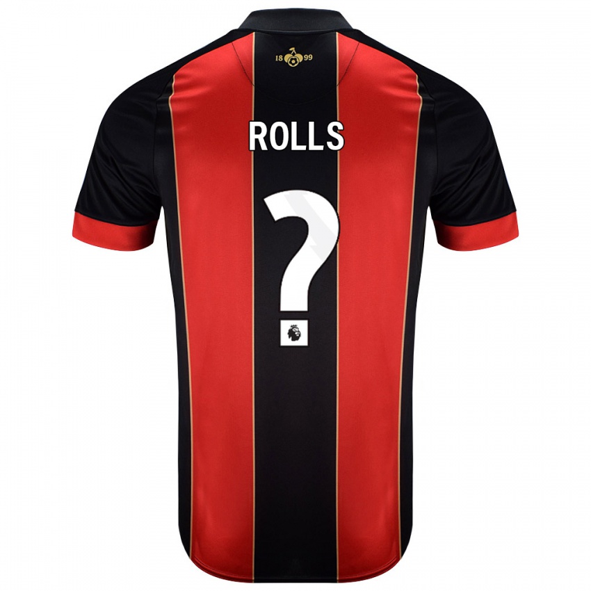 Hombre Camiseta Thomas Rolls #0 Rojo Negro 1ª Equipación 2024/25 La Camisa