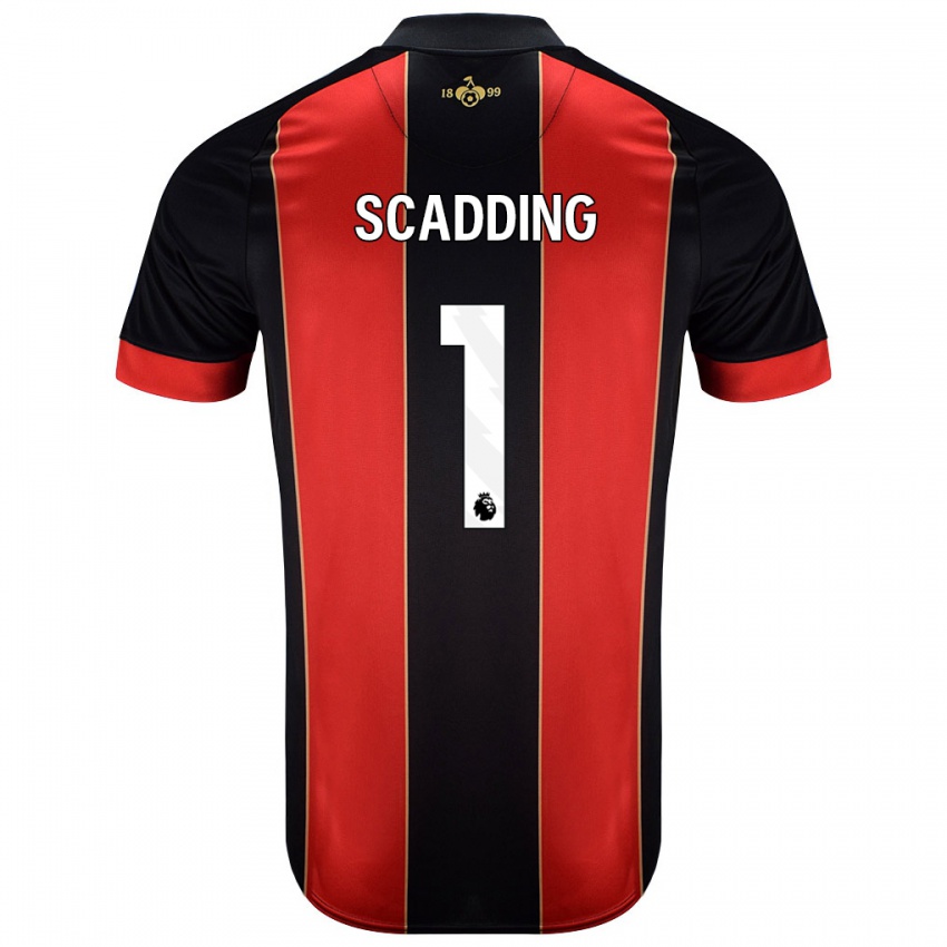 Hombre Camiseta Katie Scadding #1 Rojo Negro 1ª Equipación 2024/25 La Camisa