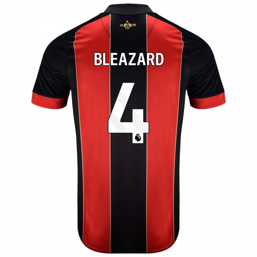 Hombre Camiseta Helen Bleazard #4 Rojo Negro 1ª Equipación 2024/25 La Camisa