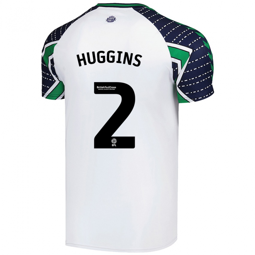 Hombre Camiseta Niall Huggins #2 Blanco 2ª Equipación 2024/25 La Camisa