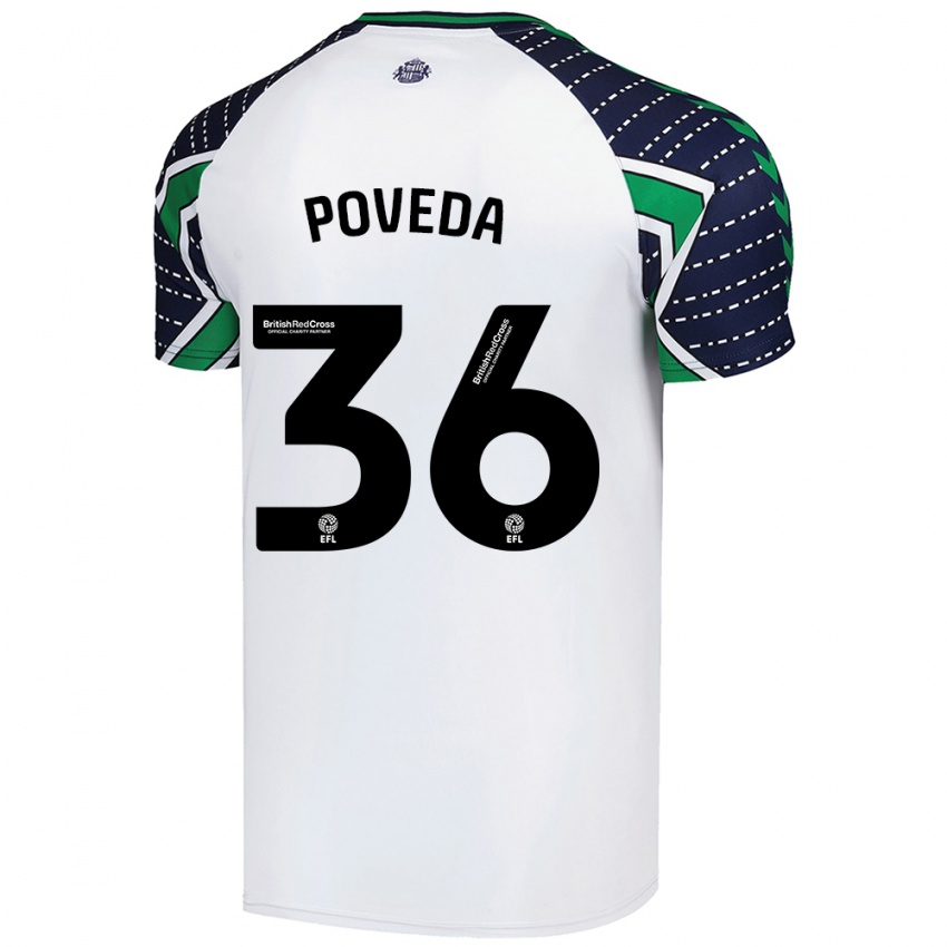 Hombre Camiseta Ian Poveda #36 Blanco 2ª Equipación 2024/25 La Camisa