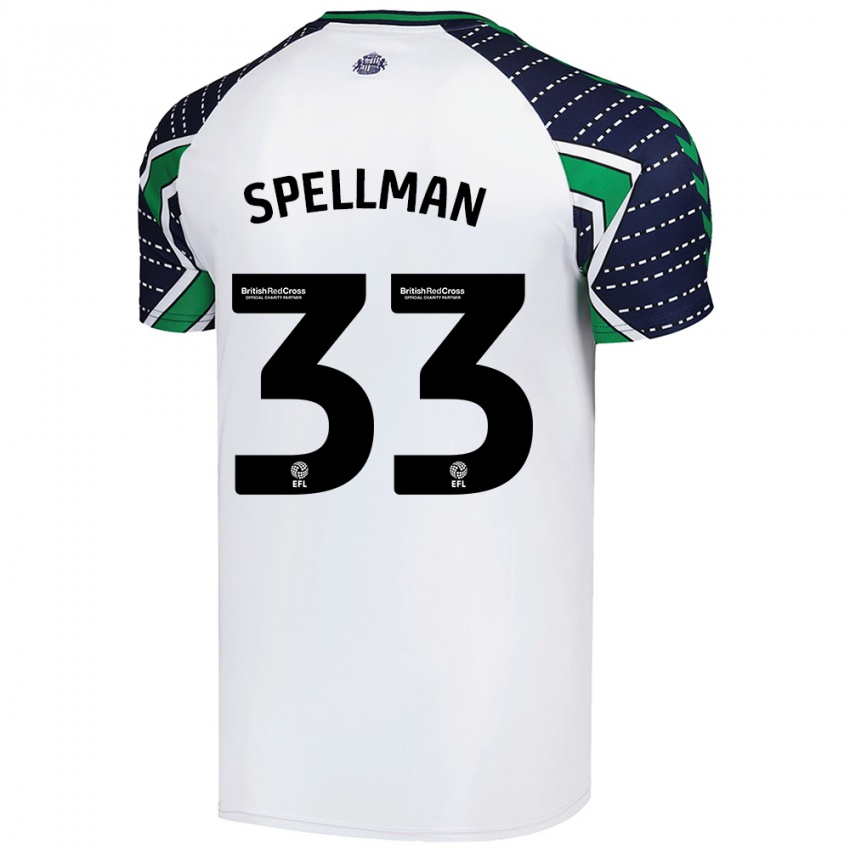 Hombre Camiseta Michael Spellman #33 Blanco 2ª Equipación 2024/25 La Camisa