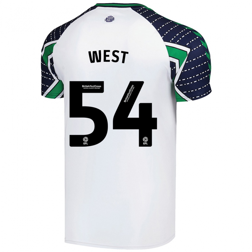 Hombre Camiseta Ella West #54 Blanco 2ª Equipación 2024/25 La Camisa