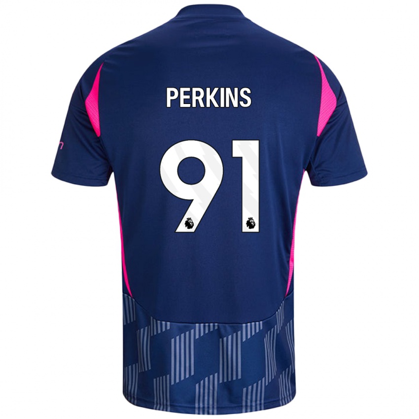 Hombre Camiseta Jack Perkins #91 Azul Real Rosa 2ª Equipación 2024/25 La Camisa