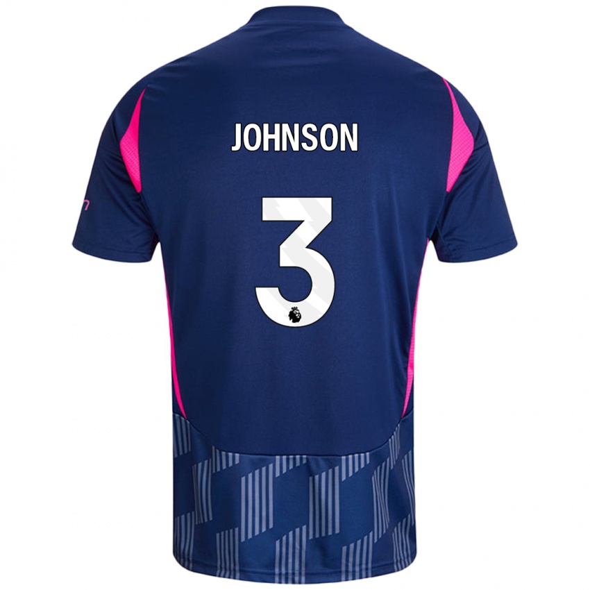 Hombre Camiseta Nat Johnson #3 Azul Real Rosa 2ª Equipación 2024/25 La Camisa