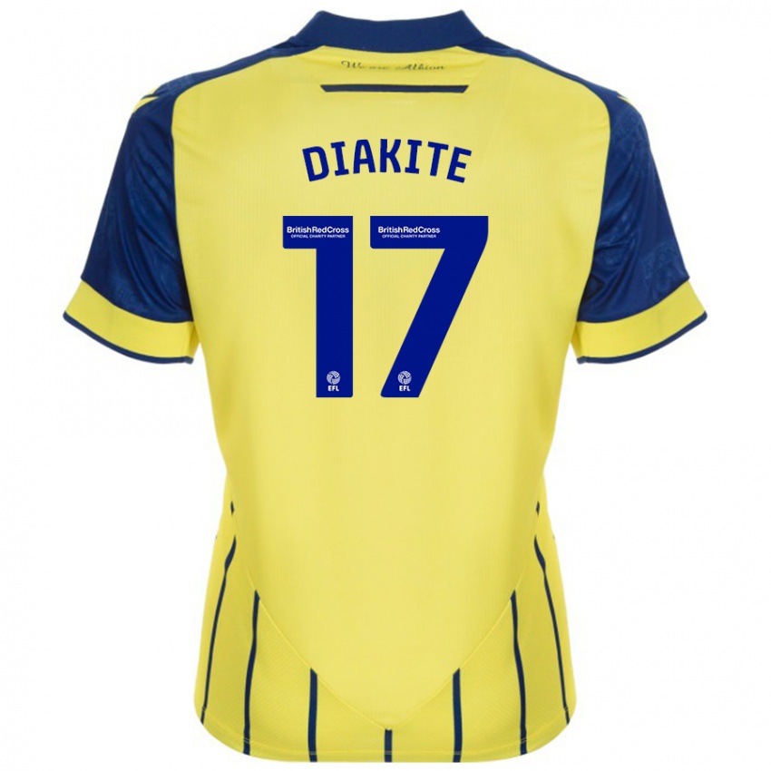 Hombre Camiseta Ousmane Diakité #17 Amarillo Azul 2ª Equipación 2024/25 La Camisa