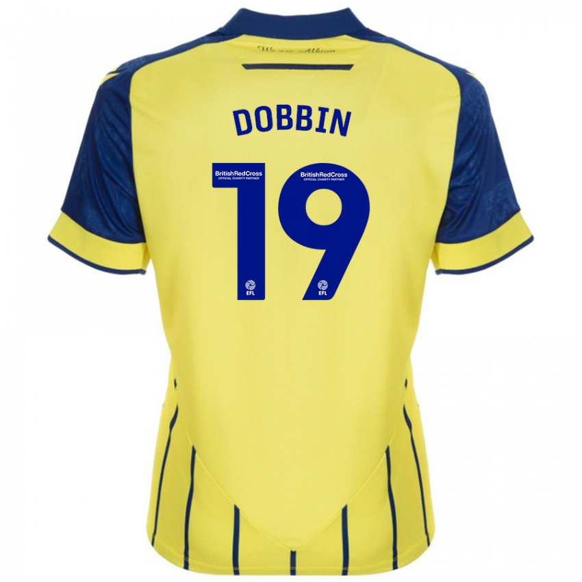 Hombre Camiseta Lewis Dobbin #19 Amarillo Azul 2ª Equipación 2024/25 La Camisa