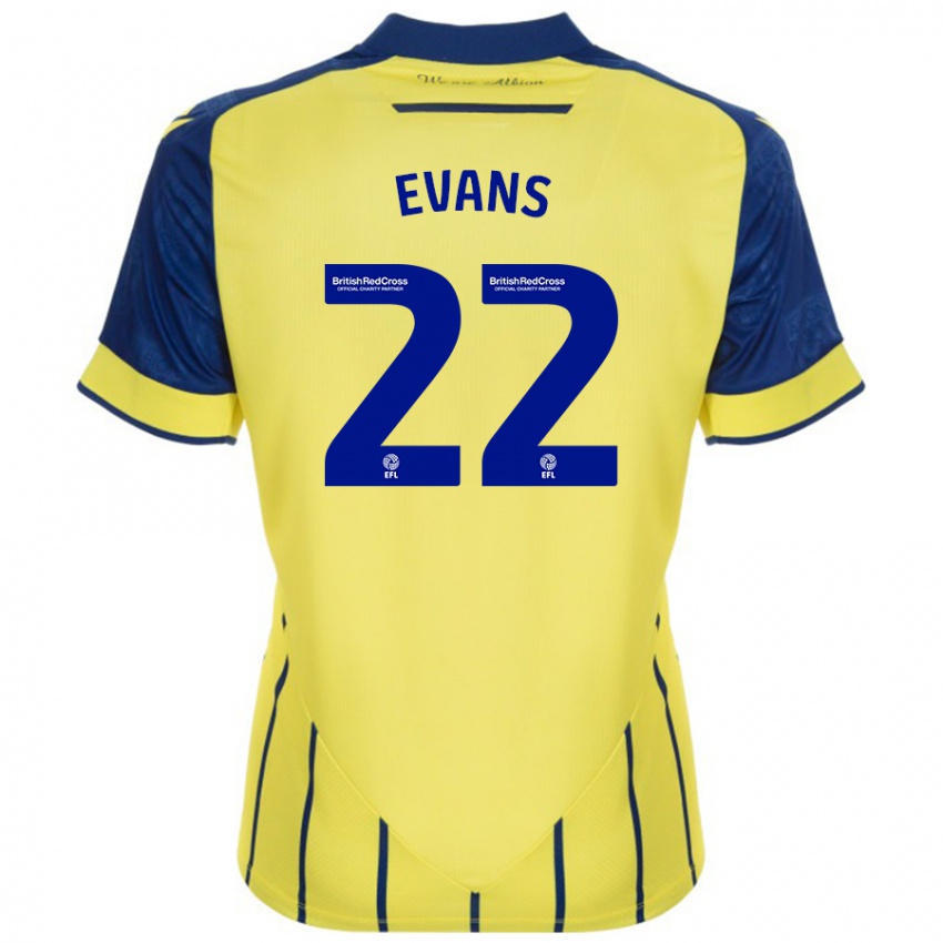 Hombre Camiseta Kate Evans #22 Amarillo Azul 2ª Equipación 2024/25 La Camisa