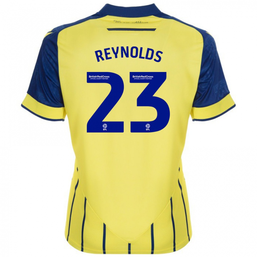 Hombre Camiseta Taylor Reynolds #23 Amarillo Azul 2ª Equipación 2024/25 La Camisa