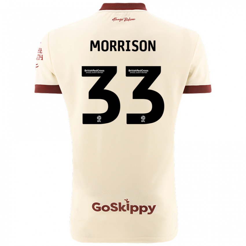 Hombre Camiseta Elijah Morrison #33 Crema Blanco 2ª Equipación 2024/25 La Camisa