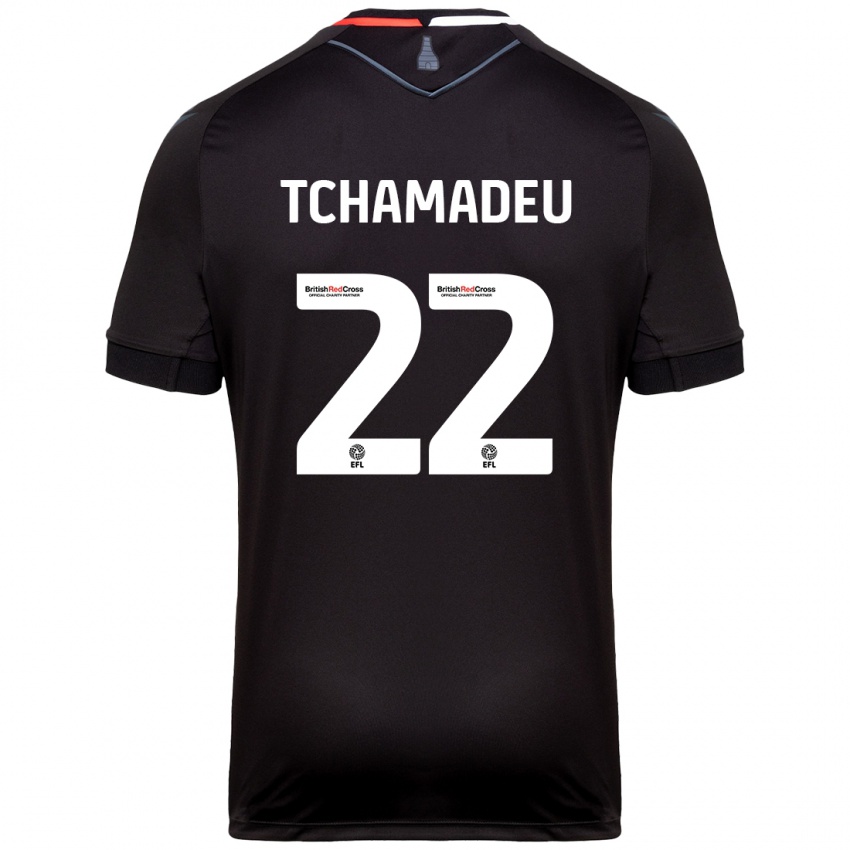 Hombre Camiseta Junior Tchamadeu #22 Negro 2ª Equipación 2024/25 La Camisa