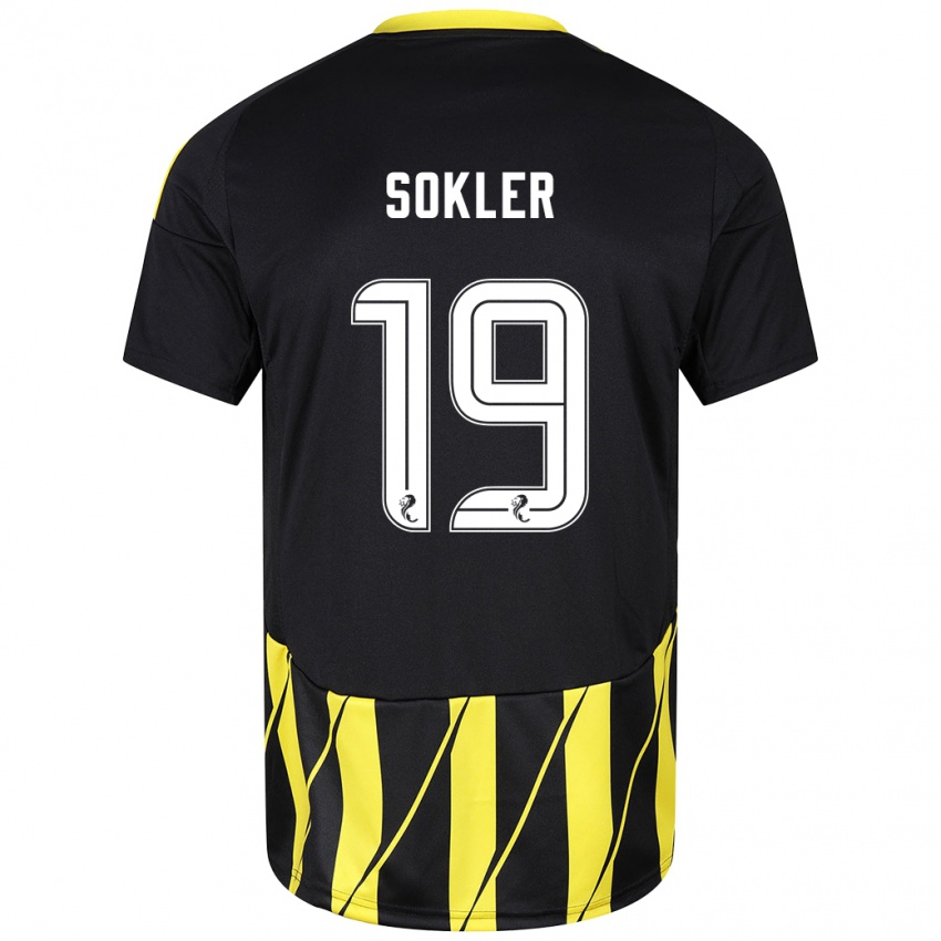 Hombre Camiseta Ester Sokler #19 Negro Amarillo 2ª Equipación 2024/25 La Camisa