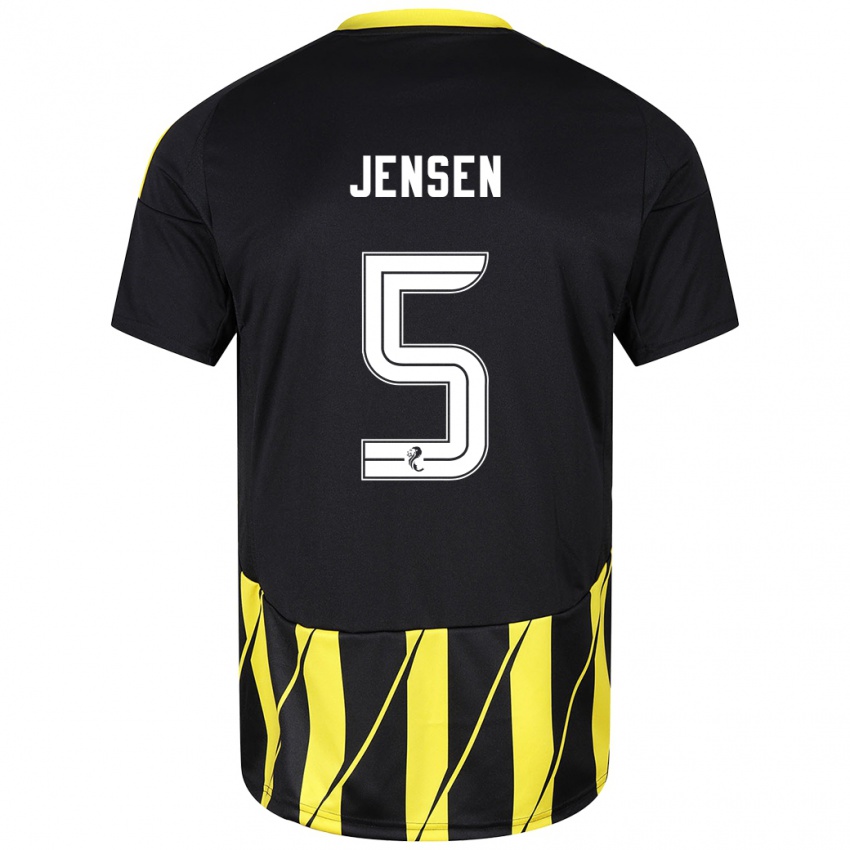 Hombre Camiseta Richard Jensen #5 Negro Amarillo 2ª Equipación 2024/25 La Camisa