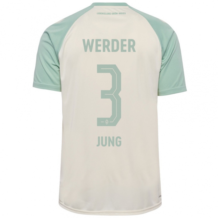 Hombre Camiseta Anthony Jung #3 Blanquecino Verde Claro 2ª Equipación 2024/25 La Camisa