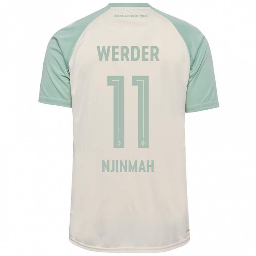 Hombre Camiseta Justin Njinmah #11 Blanquecino Verde Claro 2ª Equipación 2024/25 La Camisa