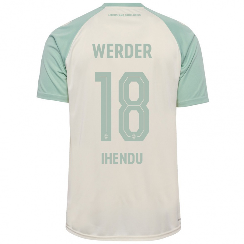 Hombre Camiseta Daniel Ihendu #18 Blanquecino Verde Claro 2ª Equipación 2024/25 La Camisa