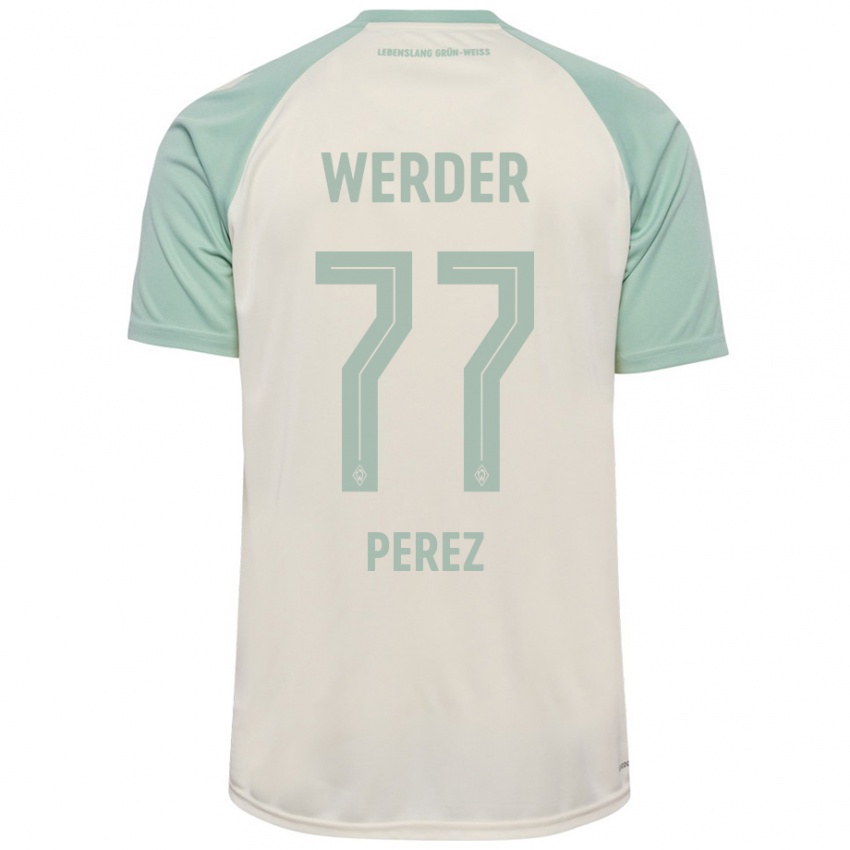 Hombre Camiseta Catalina Pérez Jaramillo #77 Blanquecino Verde Claro 2ª Equipación 2024/25 La Camisa