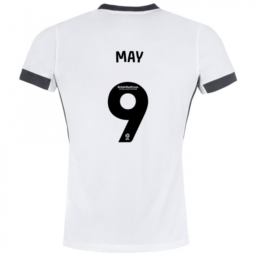 Hombre Camiseta Alfie May #9 Blanco Negro 2ª Equipación 2024/25 La Camisa