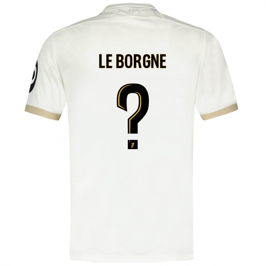 Hombre Camiseta Andréa Le Borgne #0 Blanco Dorado 2ª Equipación 2024/25 La Camisa