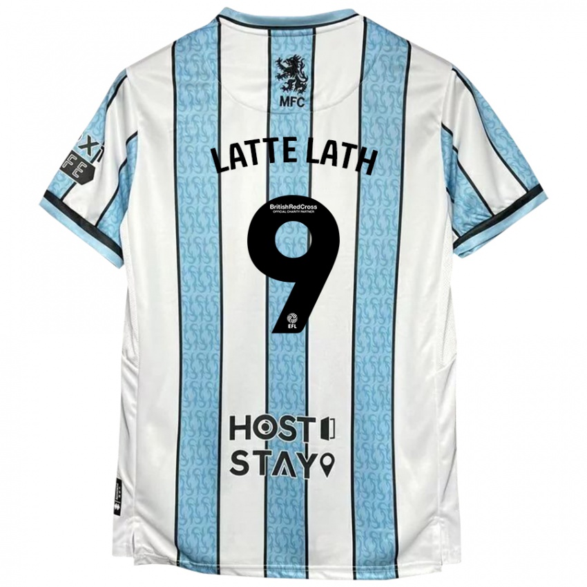 Hombre Camiseta Emmanuel Latte Lath #9 Blanco Azul 2ª Equipación 2024/25 La Camisa