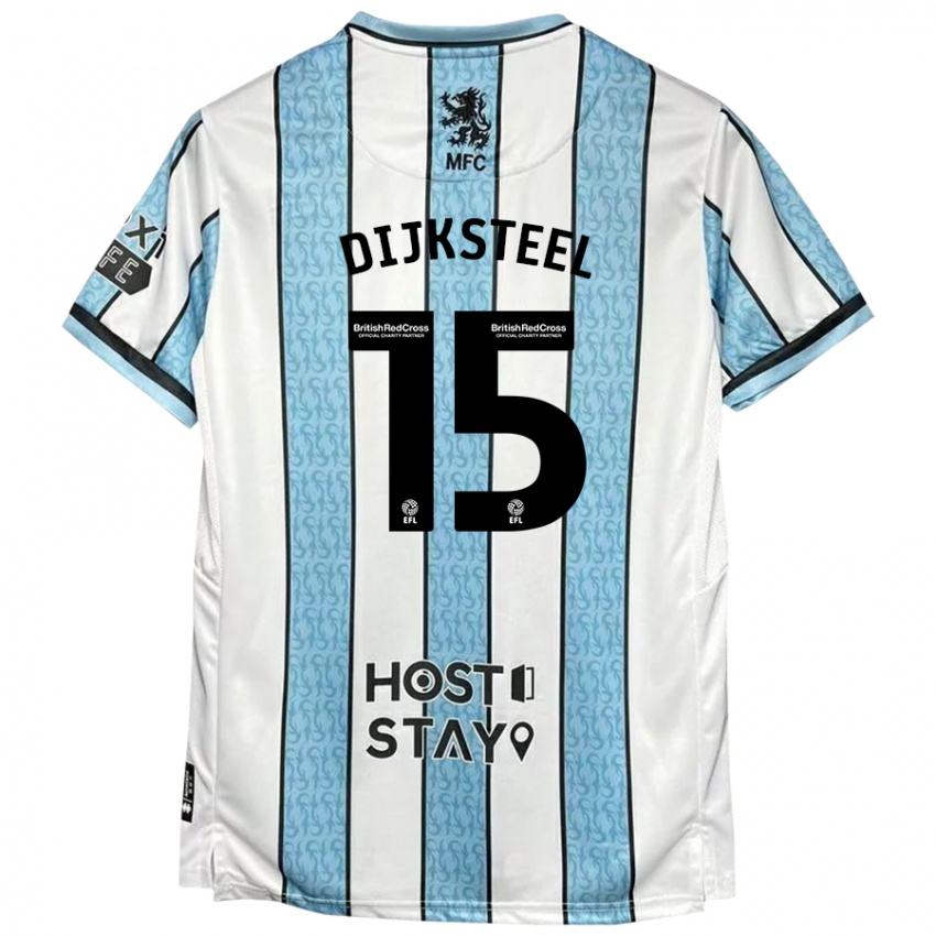 Hombre Camiseta Anfernee Dijksteel #15 Blanco Azul 2ª Equipación 2024/25 La Camisa