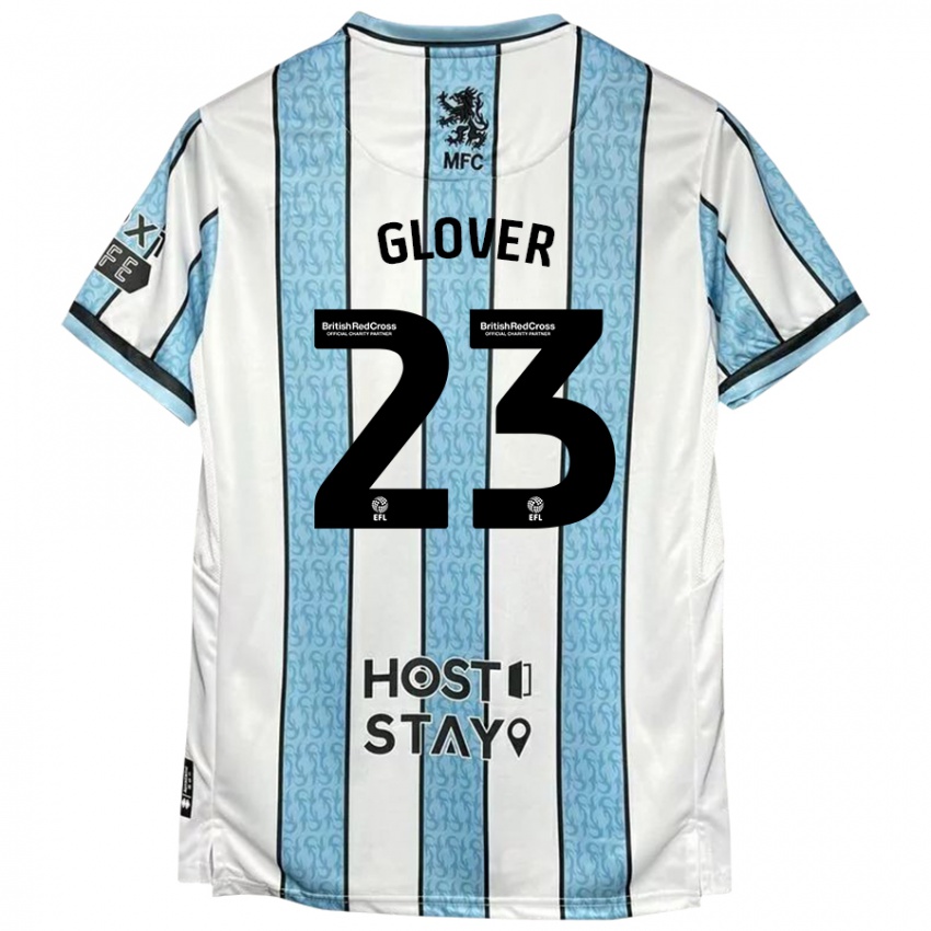 Hombre Camiseta Tom Glover #23 Blanco Azul 2ª Equipación 2024/25 La Camisa