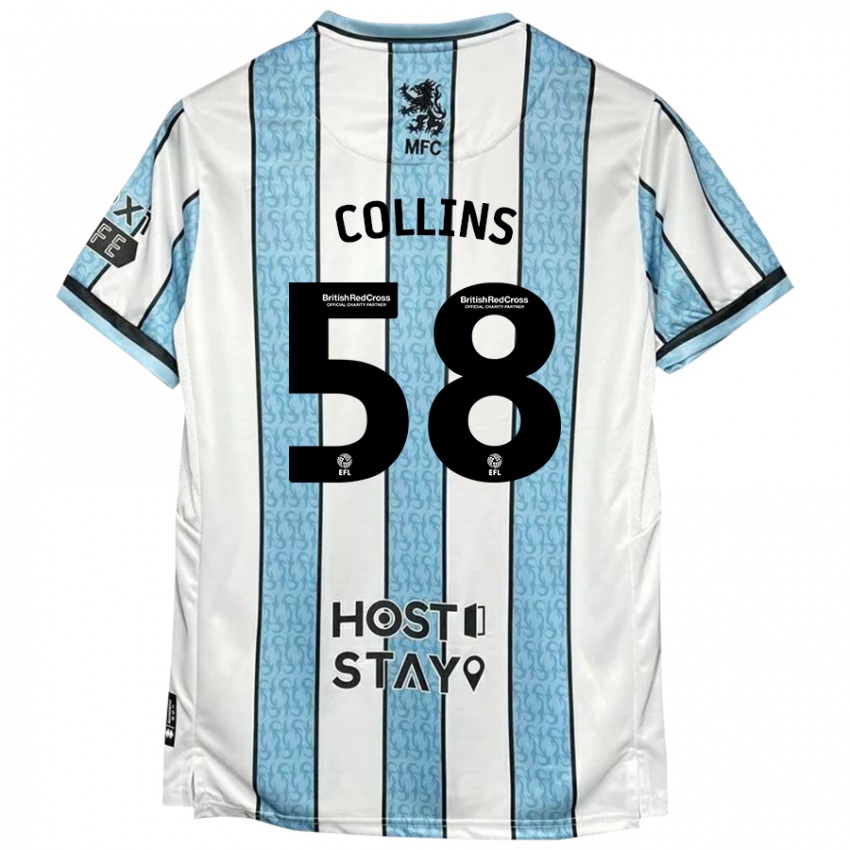 Hombre Camiseta Sam Collins #58 Blanco Azul 2ª Equipación 2024/25 La Camisa