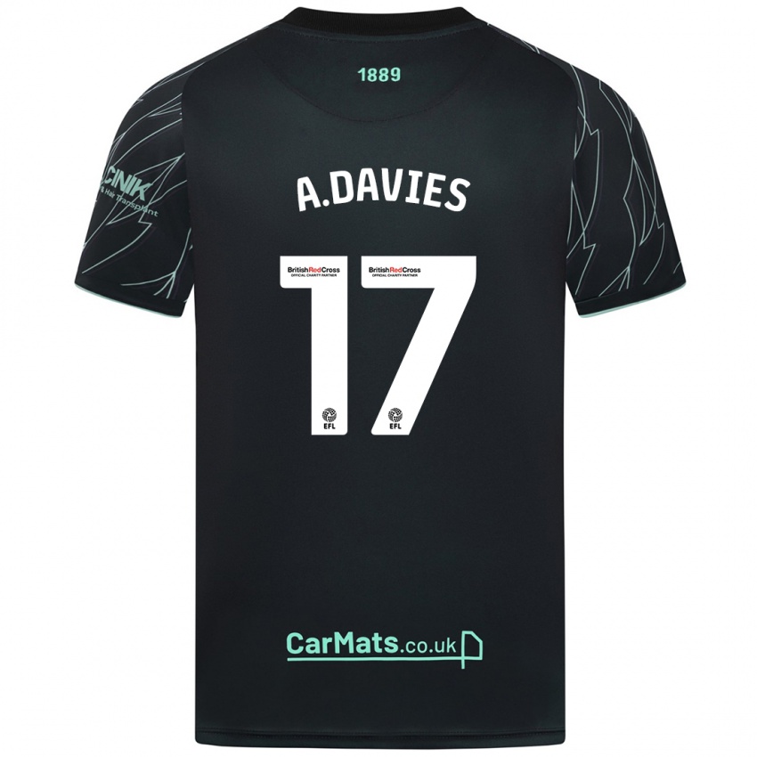 Hombre Camiseta Adam Davies #17 Negro Verde 2ª Equipación 2024/25 La Camisa