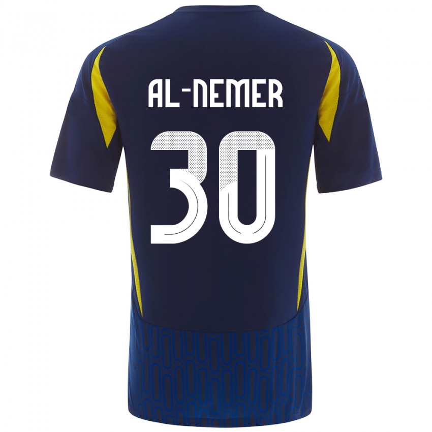 Hombre Camiseta Meshari Al-Nemer #30 Azul Amarillo 2ª Equipación 2024/25 La Camisa