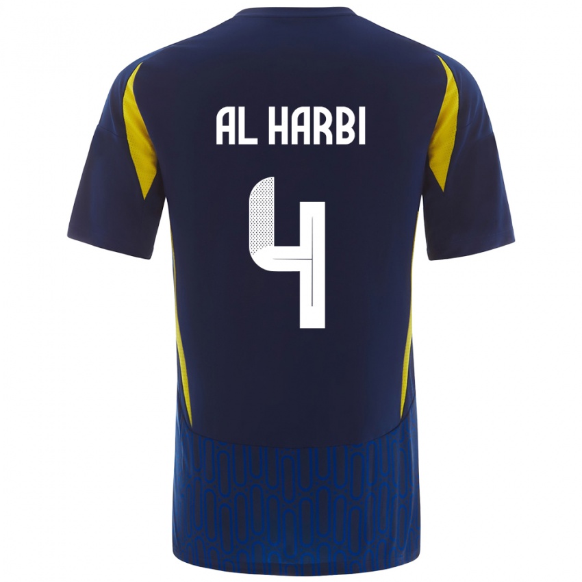 Hombre Camiseta Fay Al-Harbi #4 Azul Amarillo 2ª Equipación 2024/25 La Camisa