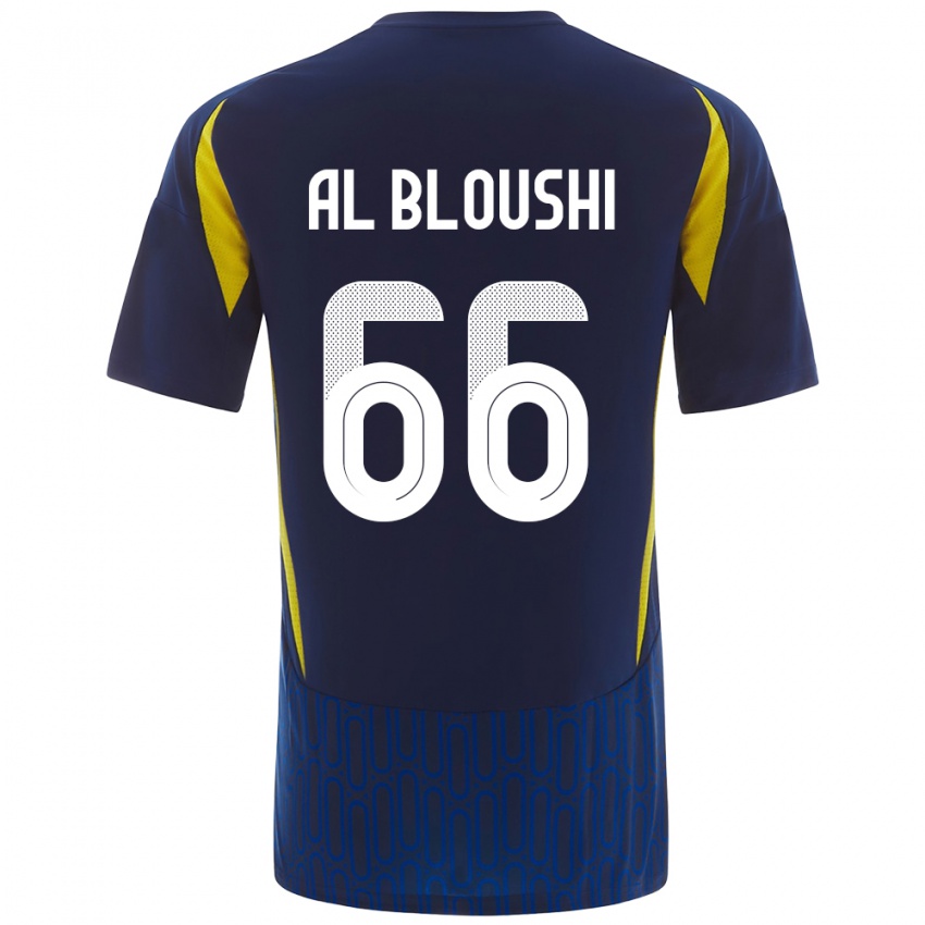 Hombre Camiseta Reem Al-Bloushi #66 Azul Amarillo 2ª Equipación 2024/25 La Camisa