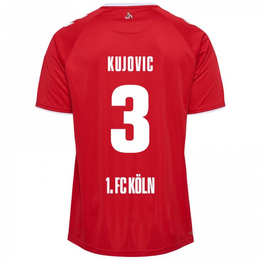 Hombre Camiseta Emin Kujovic #3 Rojo Blanco 2ª Equipación 2024/25 La Camisa