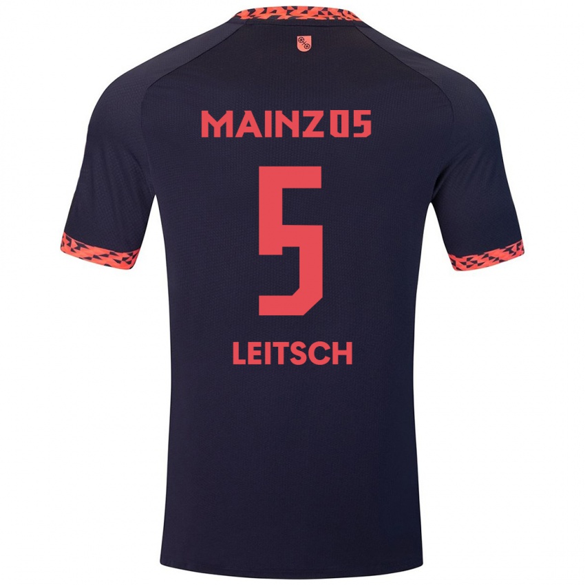 Hombre Camiseta Maxim Leitsch #5 Azul Coral Rojo 2ª Equipación 2024/25 La Camisa