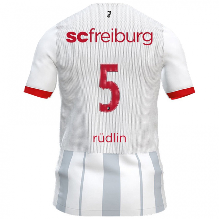 Hombre Camiseta Fabian Rüdlin #5 Blanco Gris 2ª Equipación 2024/25 La Camisa