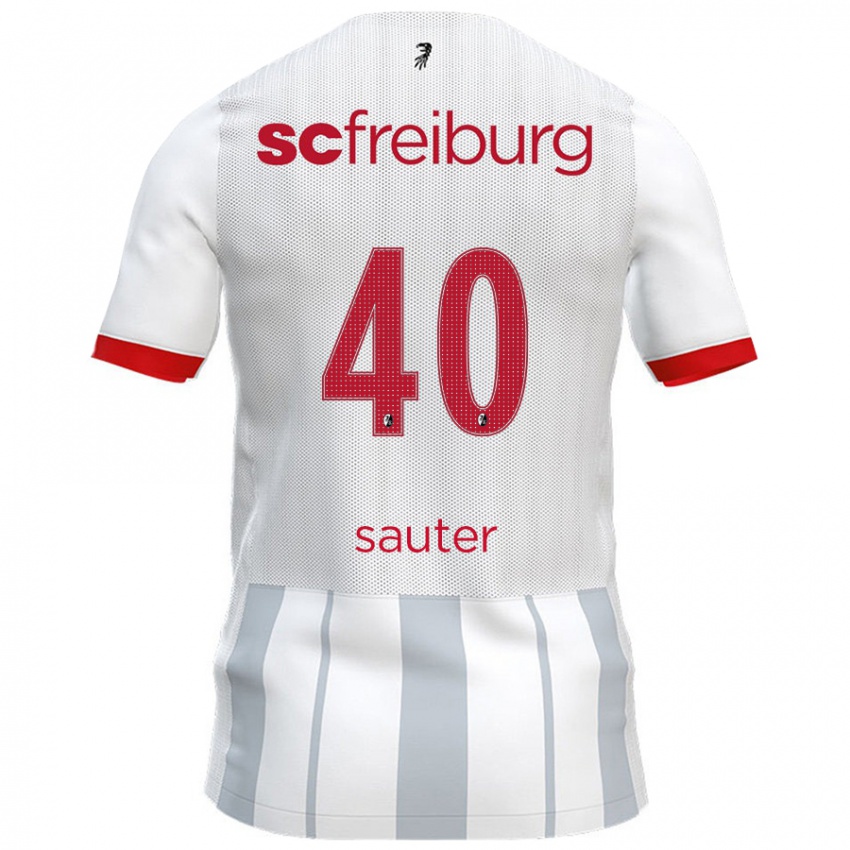 Hombre Camiseta Niklas Sauter #40 Blanco Gris 2ª Equipación 2024/25 La Camisa