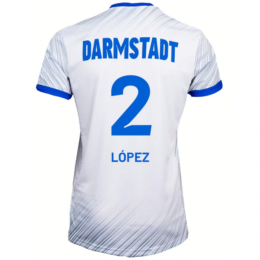 Hombre Camiseta Sergio López #2 Blanco Azul 2ª Equipación 2024/25 La Camisa