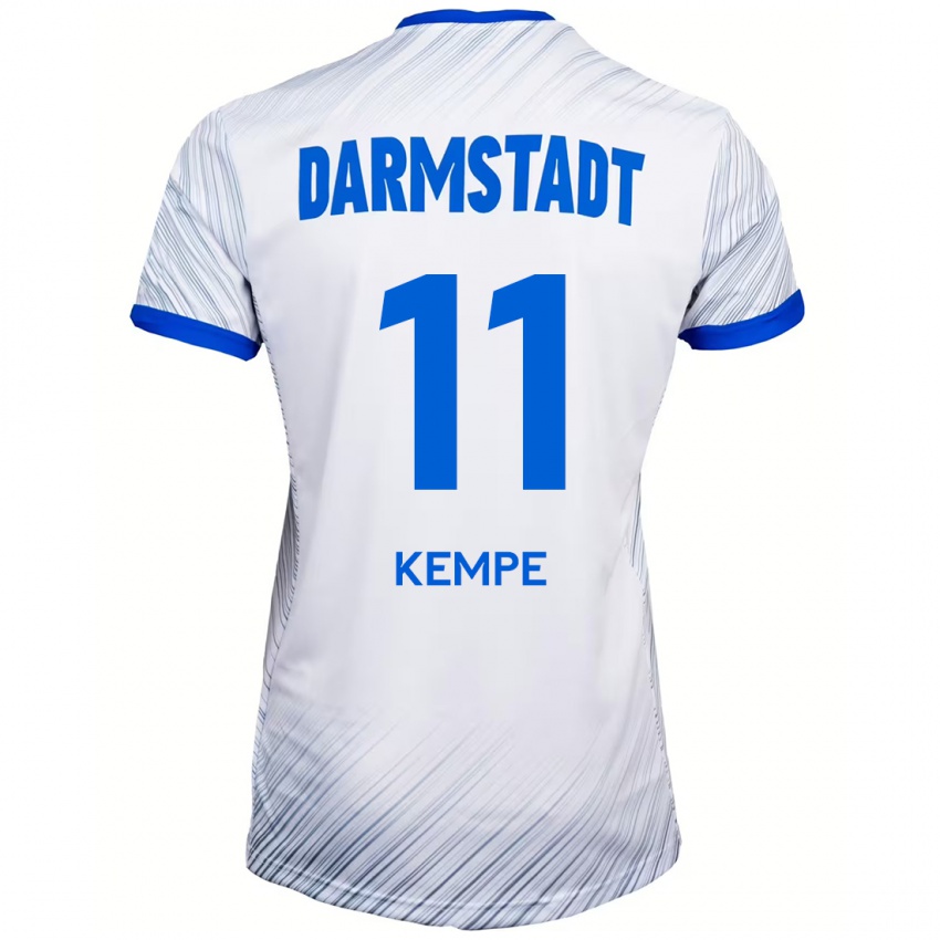 Hombre Camiseta Tobias Kempe #11 Blanco Azul 2ª Equipación 2024/25 La Camisa