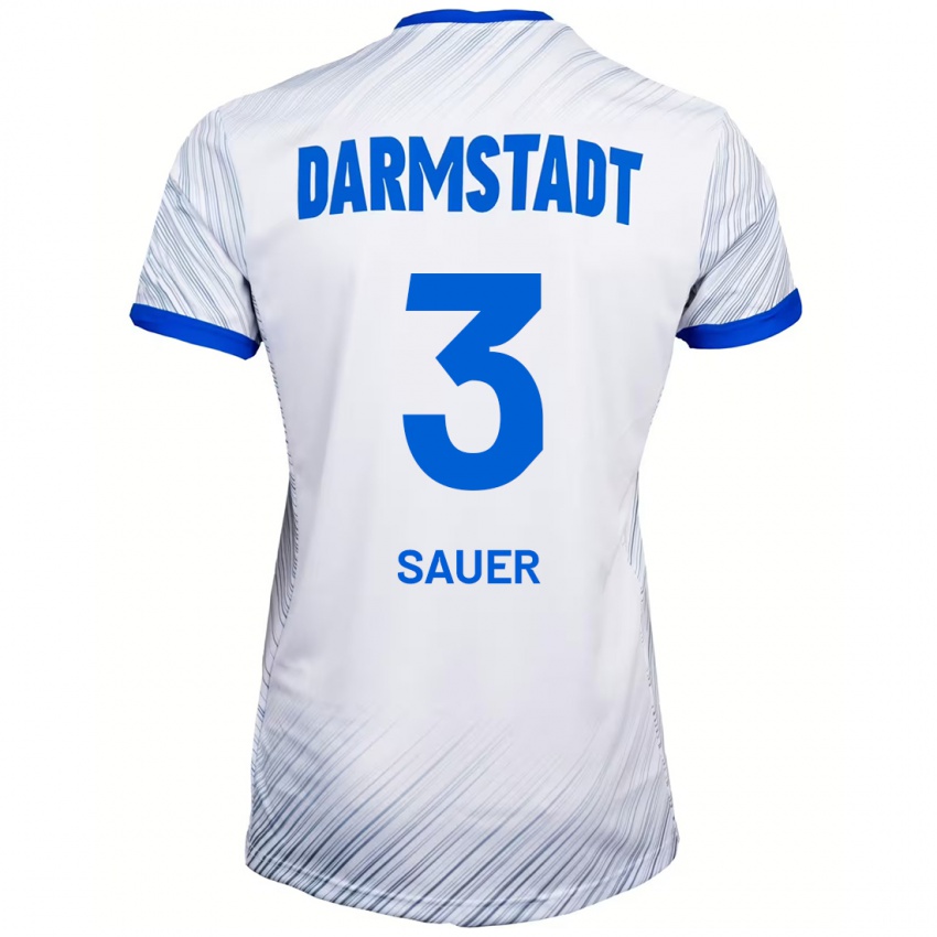 Hombre Camiseta Nick Sauer #3 Blanco Azul 2ª Equipación 2024/25 La Camisa