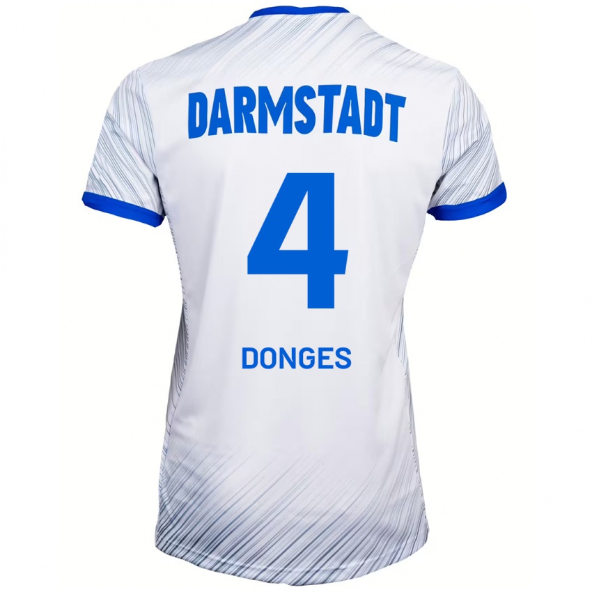 Hombre Camiseta Julian Donges #4 Blanco Azul 2ª Equipación 2024/25 La Camisa