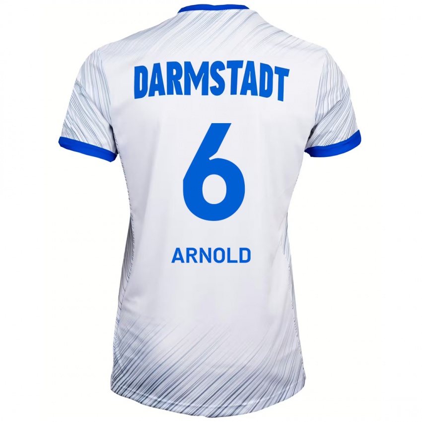 Hombre Camiseta Tim Arnold #6 Blanco Azul 2ª Equipación 2024/25 La Camisa