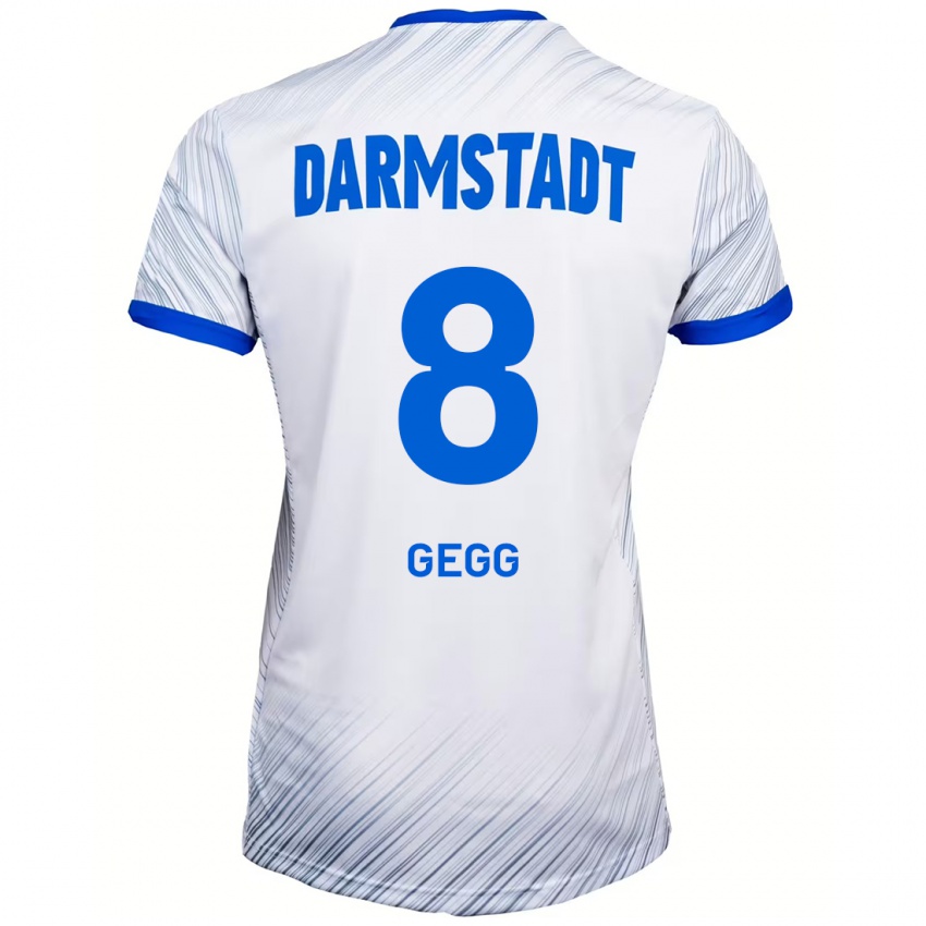 Hombre Camiseta Samir Gegg #8 Blanco Azul 2ª Equipación 2024/25 La Camisa