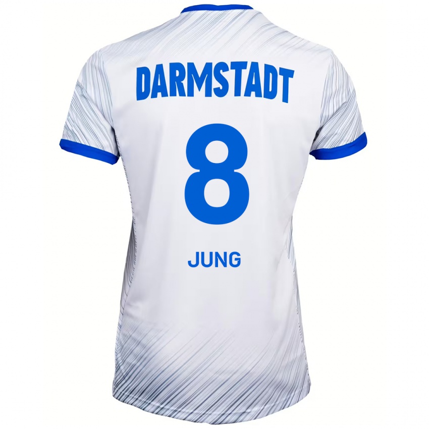 Hombre Camiseta Lennon Jung #8 Blanco Azul 2ª Equipación 2024/25 La Camisa