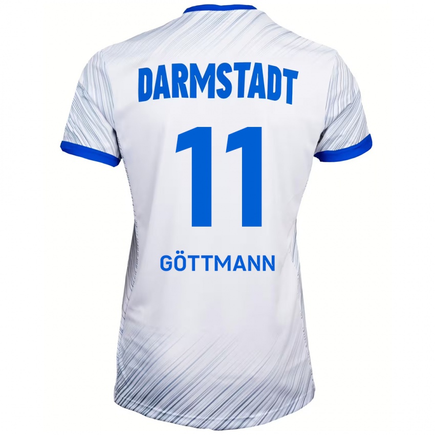 Hombre Camiseta Levin Göttmann #11 Blanco Azul 2ª Equipación 2024/25 La Camisa