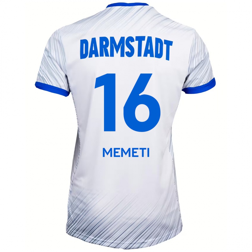 Hombre Camiseta Dilon Memeti #16 Blanco Azul 2ª Equipación 2024/25 La Camisa